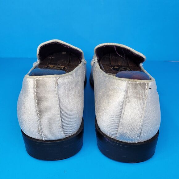 After Midnight Mens Silver Velvet Braided Strap Loafer Size US 10 VGC